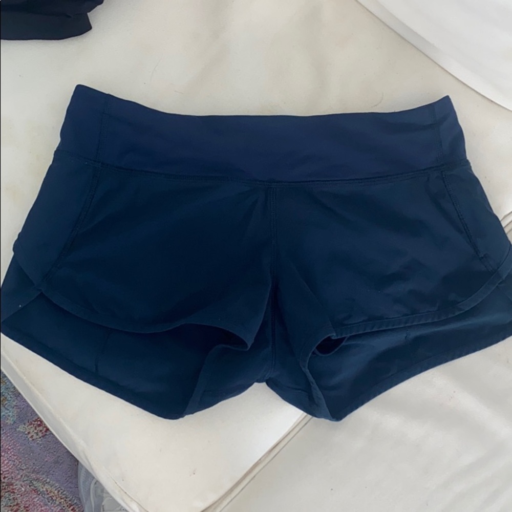 lulu navy blue speed up shorts